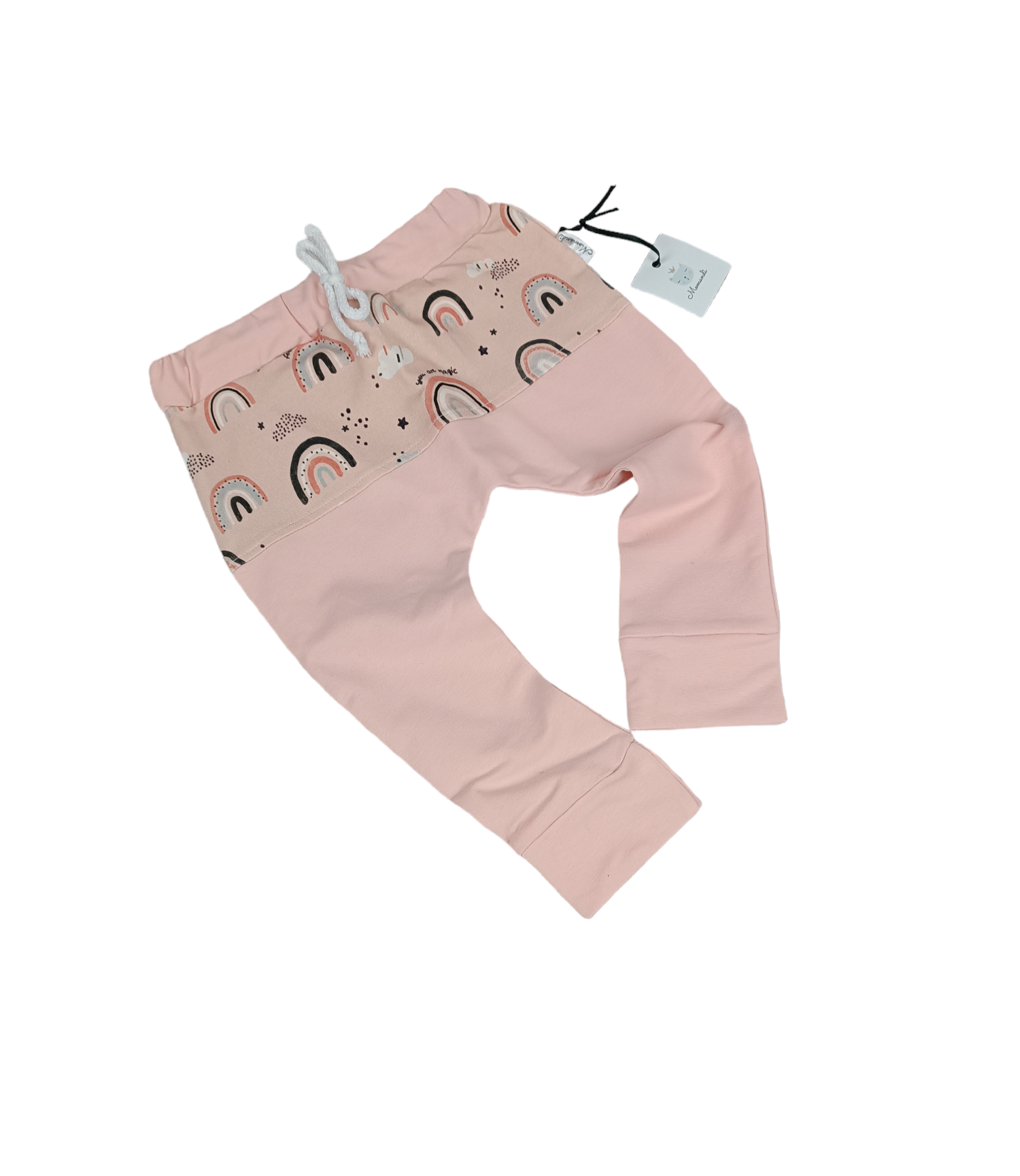 Spodnie baggy tęcze róż