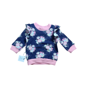 Bluza oversize kwiaty z falbanką