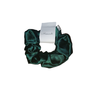 Gumka scrunchie zieleń butelkowa satyna