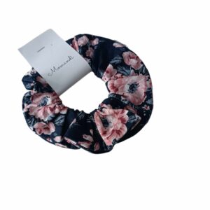 Gumka scrunchie kwiaty granat jersey