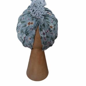 Czapka turban dla dziecka kwiaty mięta