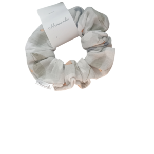 Gumka scrunchie kwiaty mięta muślin
