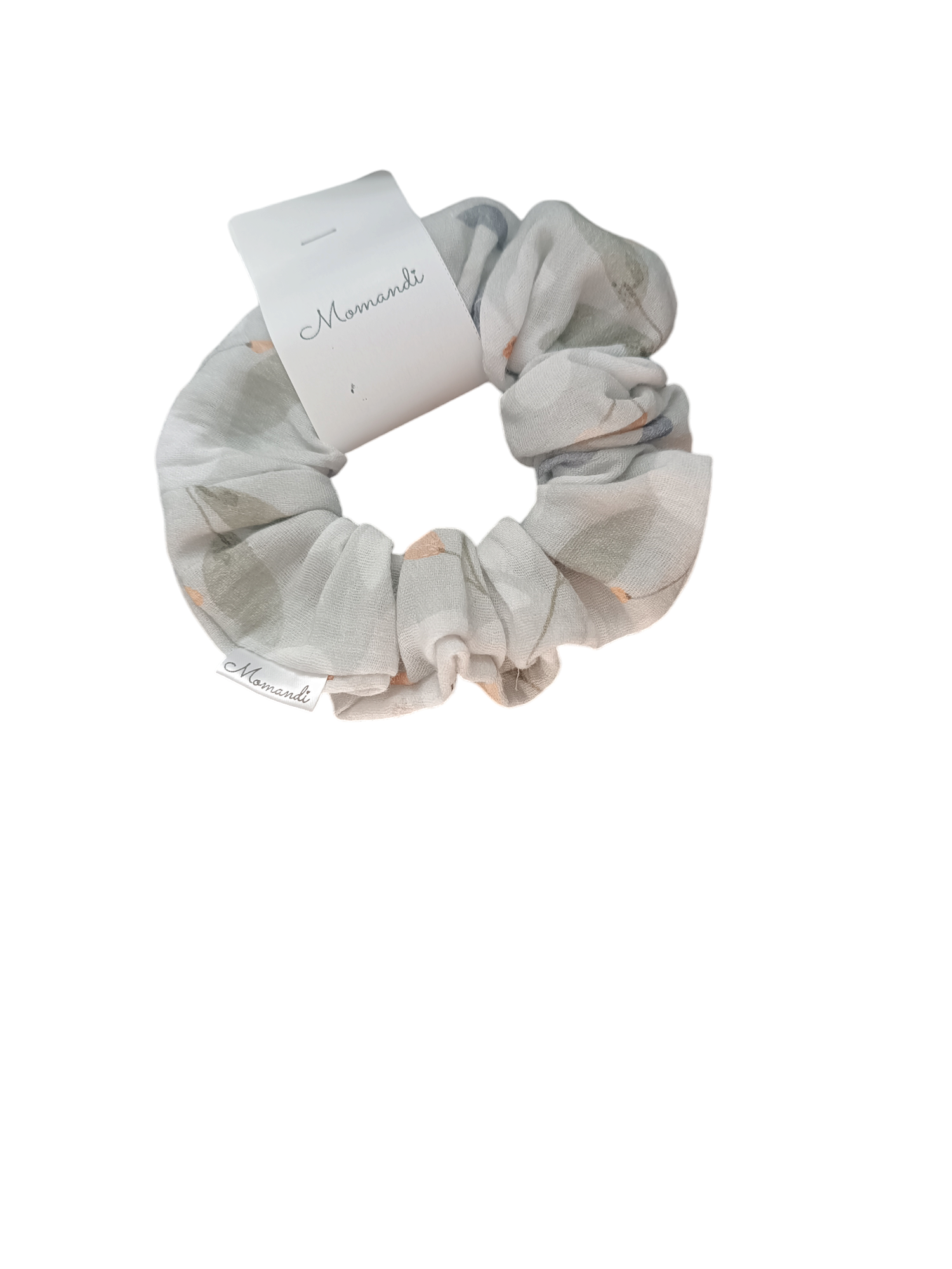 Gumka scrunchie kwiaty mięta muślin