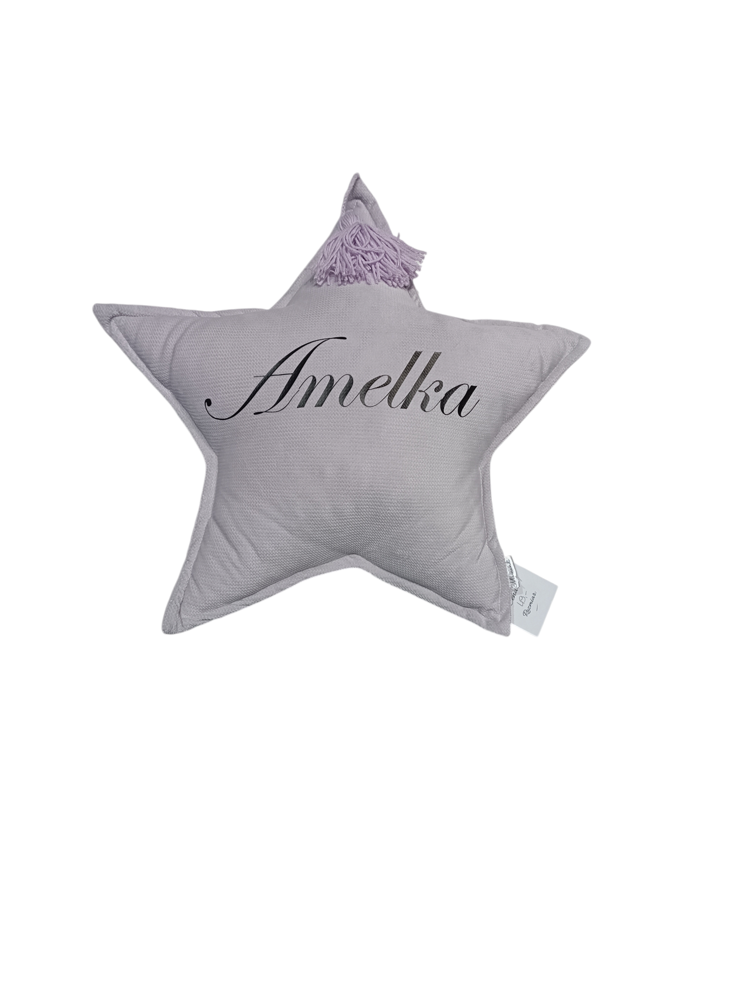 Poduszka gwiazdka z imieniem Amelka lila, fiolet
