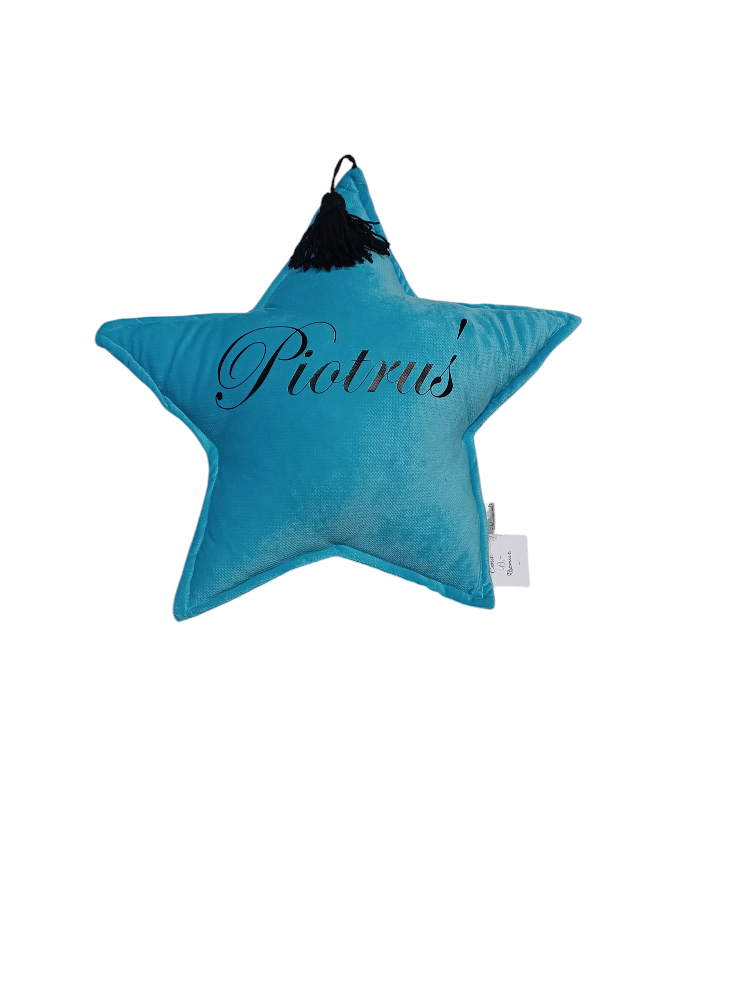 Poduszka gwiazdka z imieniem Piotruś niebieska