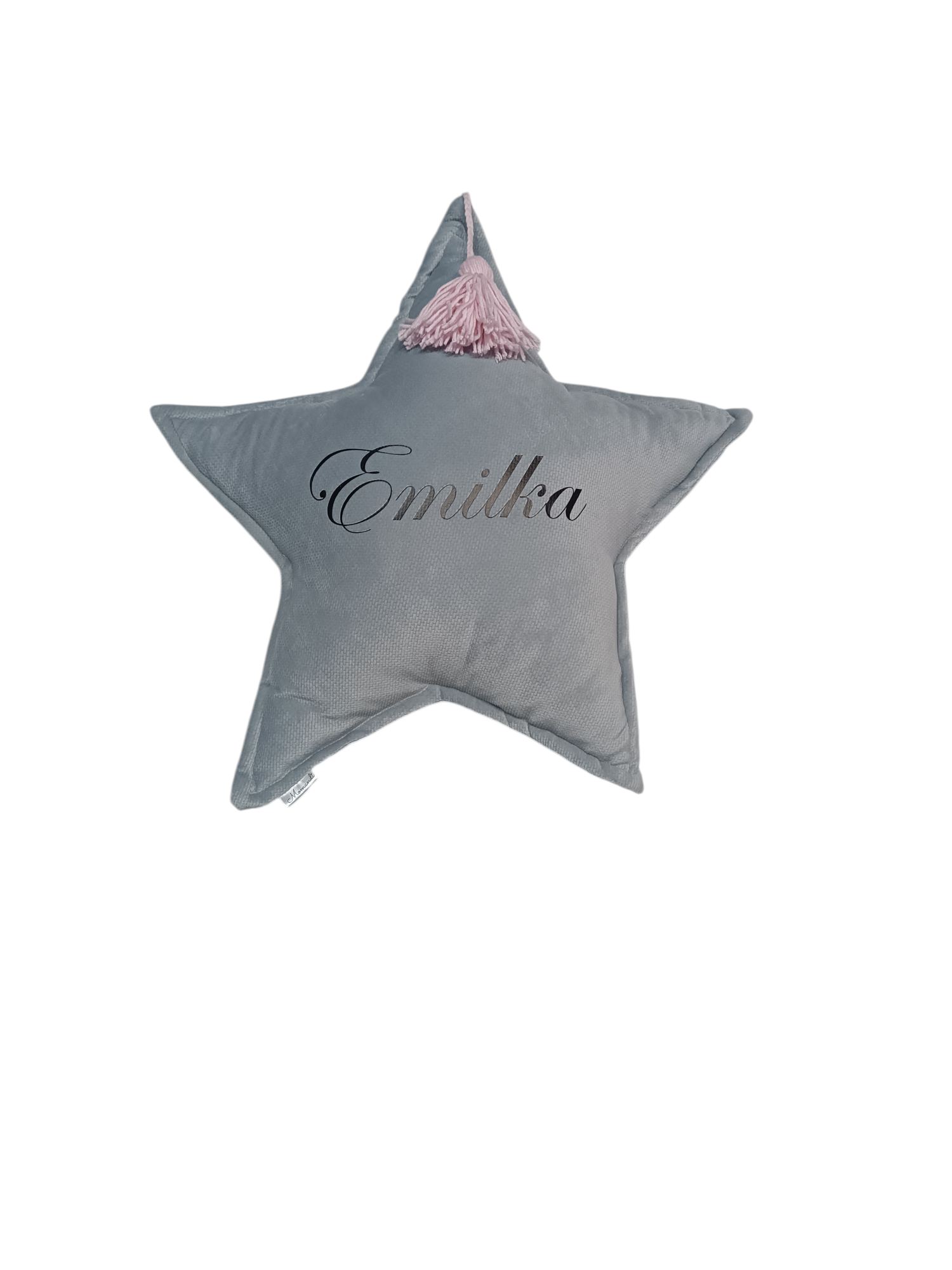 Poduszka gwiazdka z imieniem Emilka szara