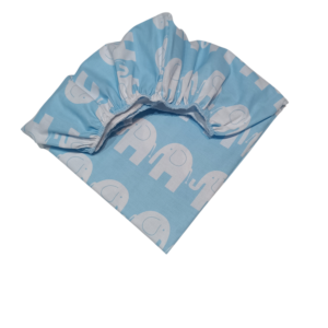 Prześcieradło bawełniane z gumką 60x120 słoniki