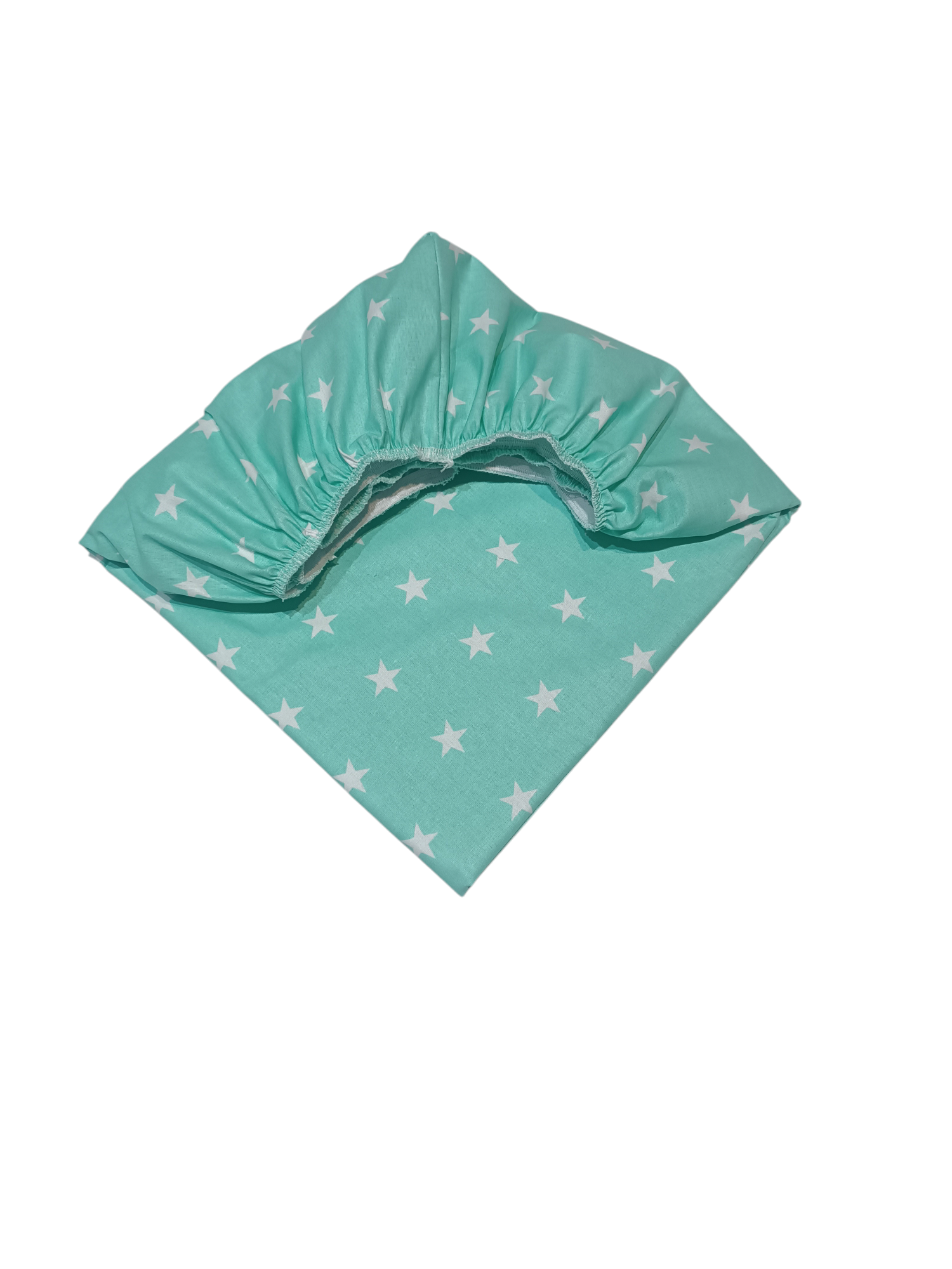 Prześcieradło bawełniane z gumką 60x120 gwiazdki mięta