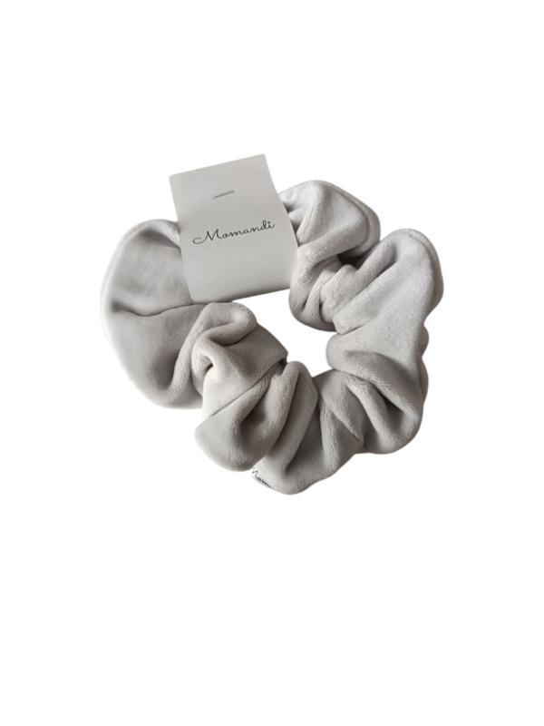 Gumka scrunchie welur jasny szary