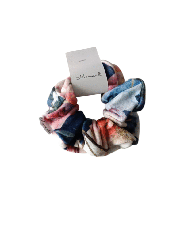Gumka scrunchie welur kwiaty