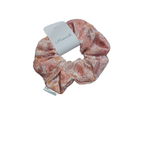 Gumka scrunchie kwiaty łąka róż/ brzoskwinia