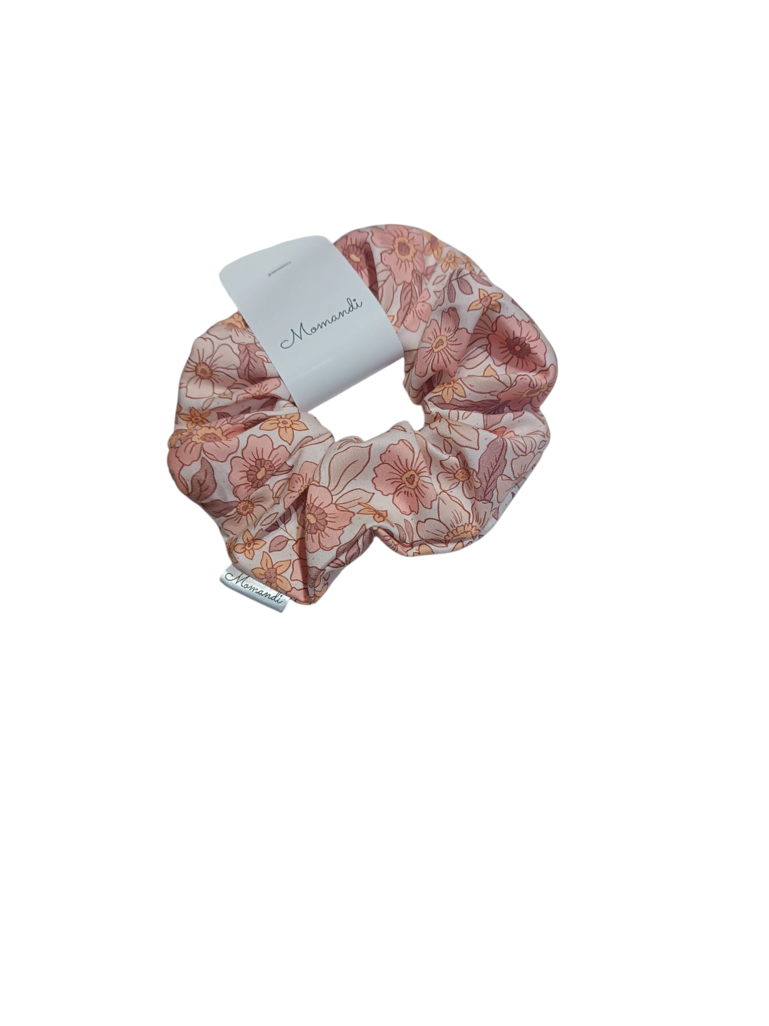 Gumka scrunchie kwiaty łąka róż/ brzoskwinia